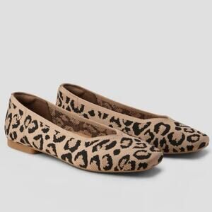 Vivaia Women's Margot Square Toe V-Cut Ballet Flats Leopard Print Size 7 Beige